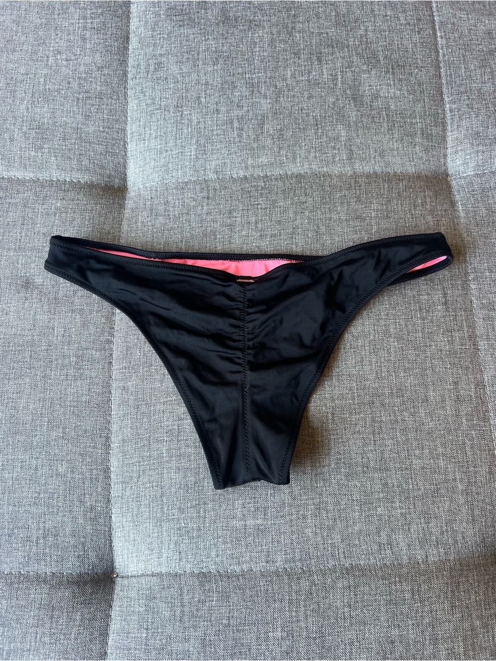 NEW PINK Victoria's Secret Black Bikini Bottom with Pink Lining - Picture 2 of 2